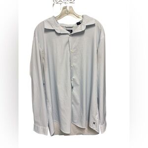Chaps Men's XL Button Down Light Blue And White Gingham Print Dress Shirt